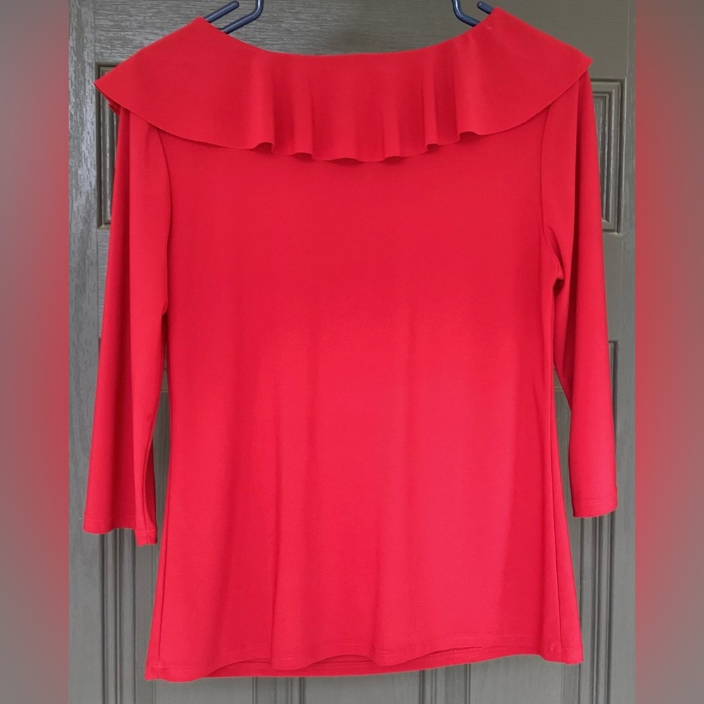 Women's Red Ruffle Top - Picture 5 of 7